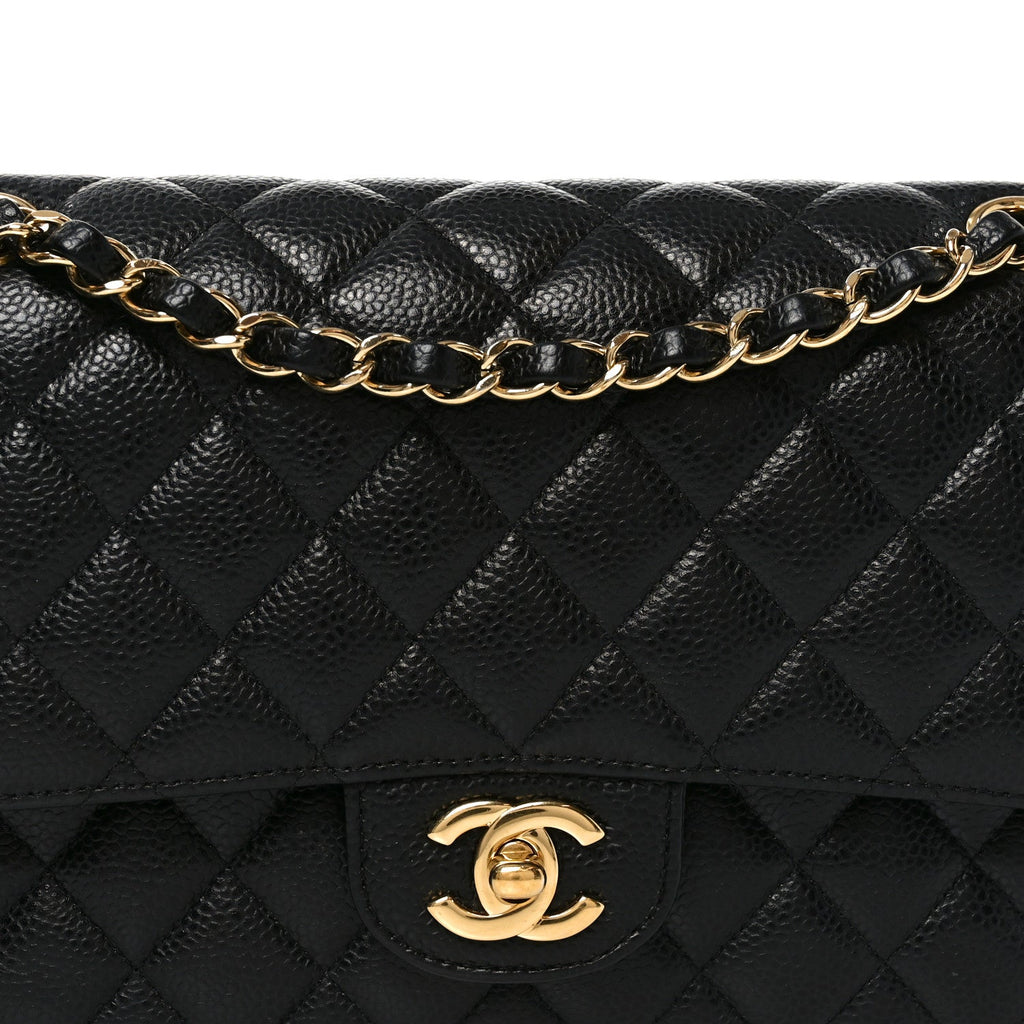Caviar Quilted Medium Double Flap Black wholesalehk.shop