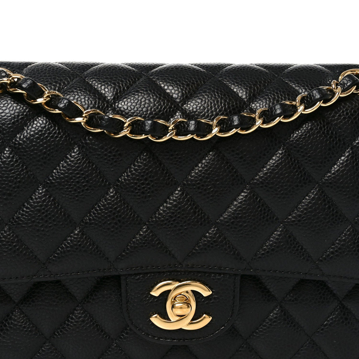 Caviar Quilted Medium Double Flap Black wholesalehk.shop