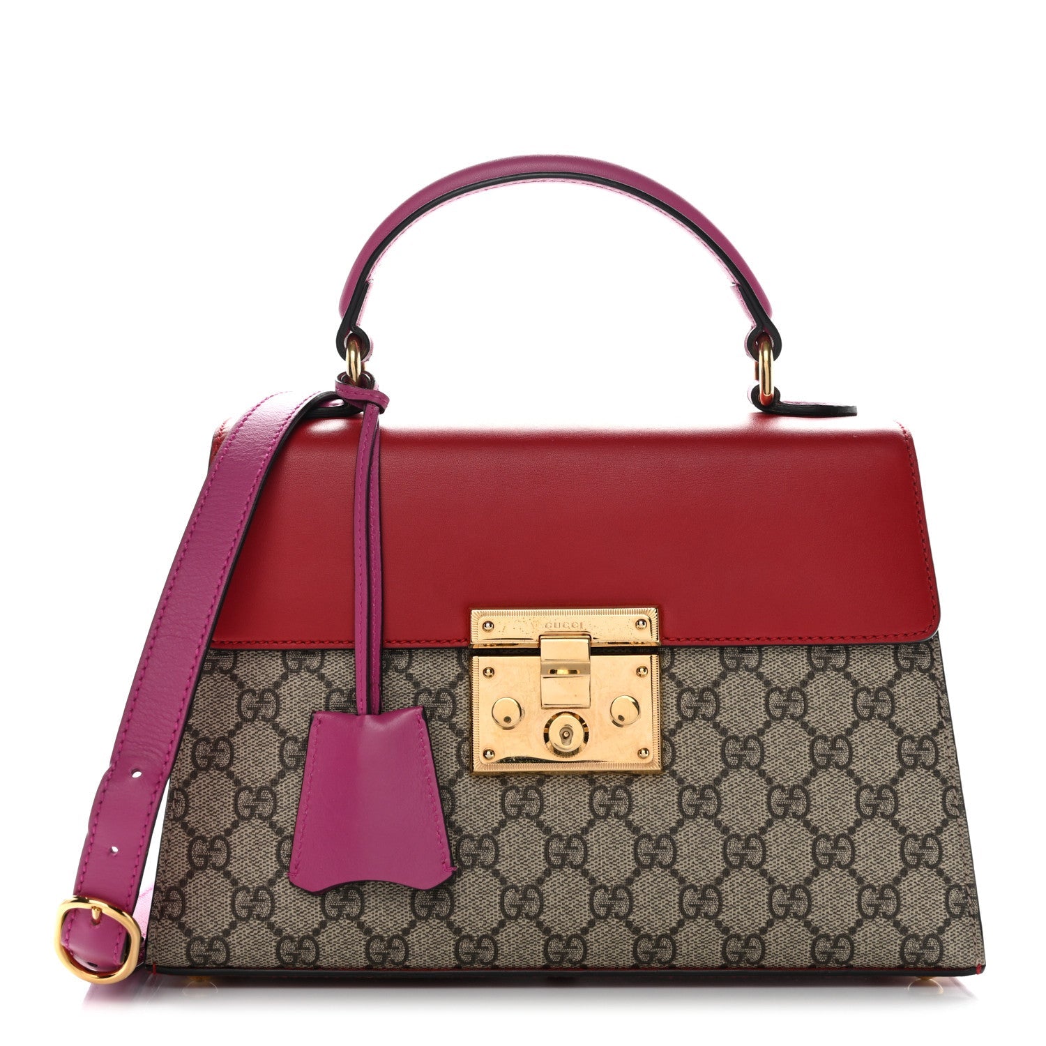 GG Supreme Monogram Calfskin Small Padlock Top Handle Bag Beige Hibiscus Red New Rosette £¨ Direct shipment via from wholesalehk.shop