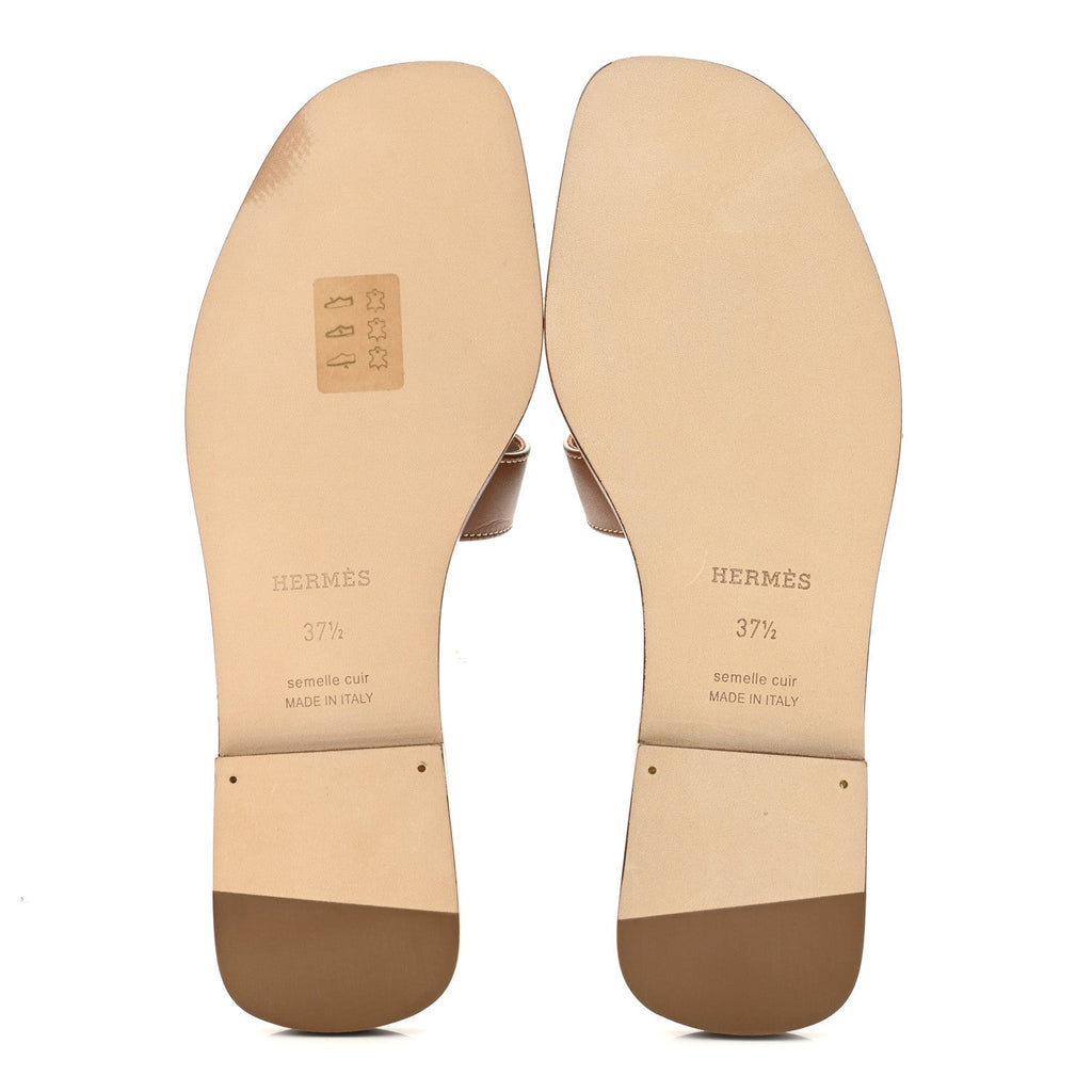 Box Calfskin Oran Sandals 37.5 Gold wholesalehk.shop
