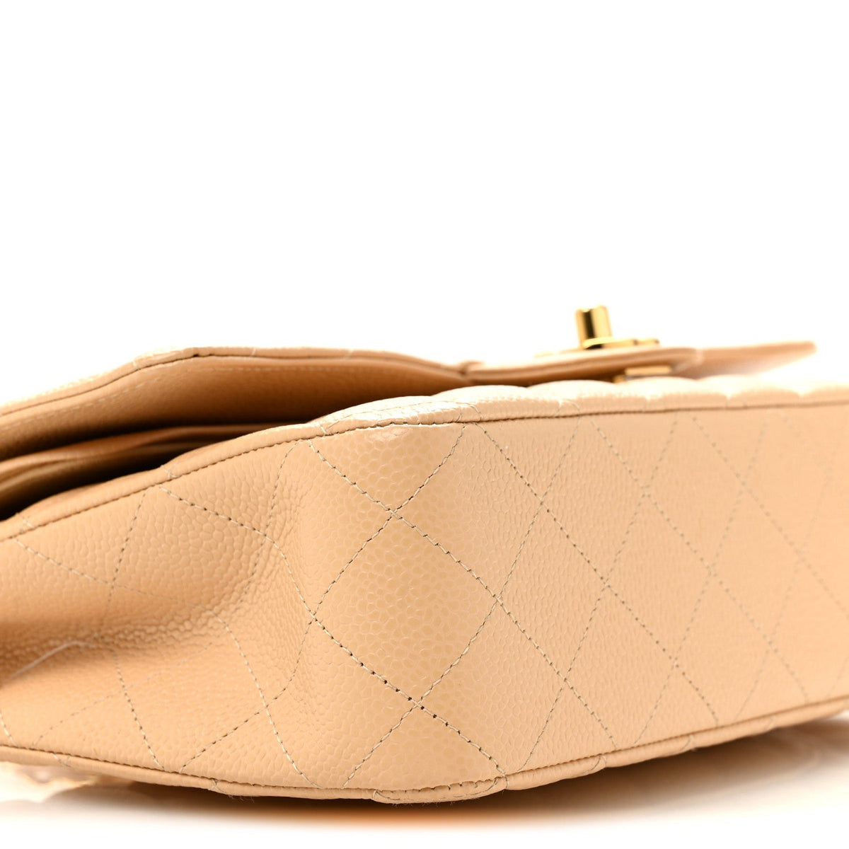 Caviar Quilted Medium Double Flap Beige wholesalehk.shop