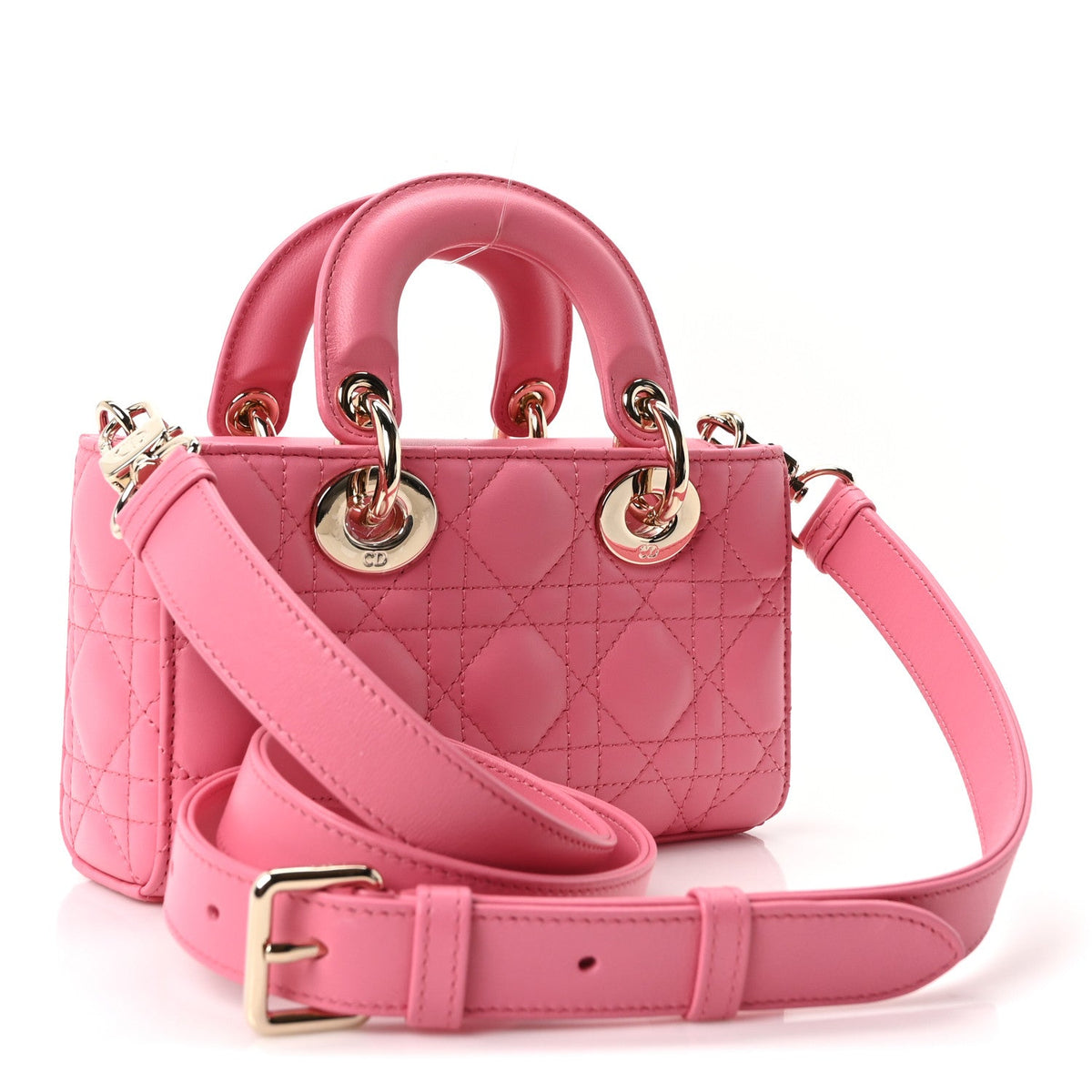 Lambskin Cannage Mini Lady D-Joy Fraise wholesalehk.shop