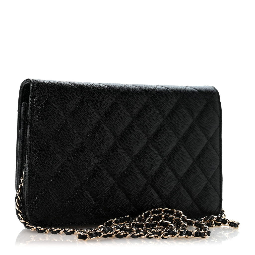 Caviar Quilted Golden Class Wallet On Chain WOC Black wholesalehk.shop