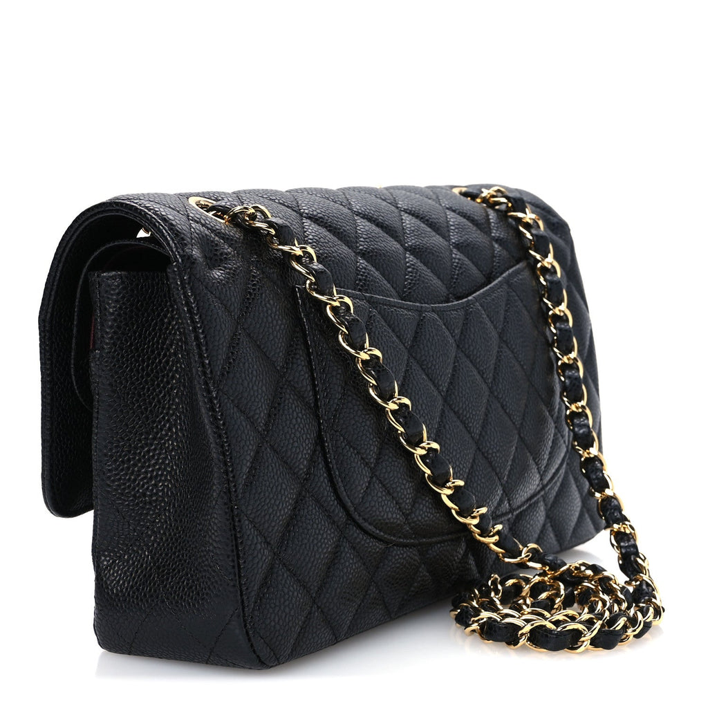 Caviar Quilted Medium Double Flap Black wholesalehk.shop