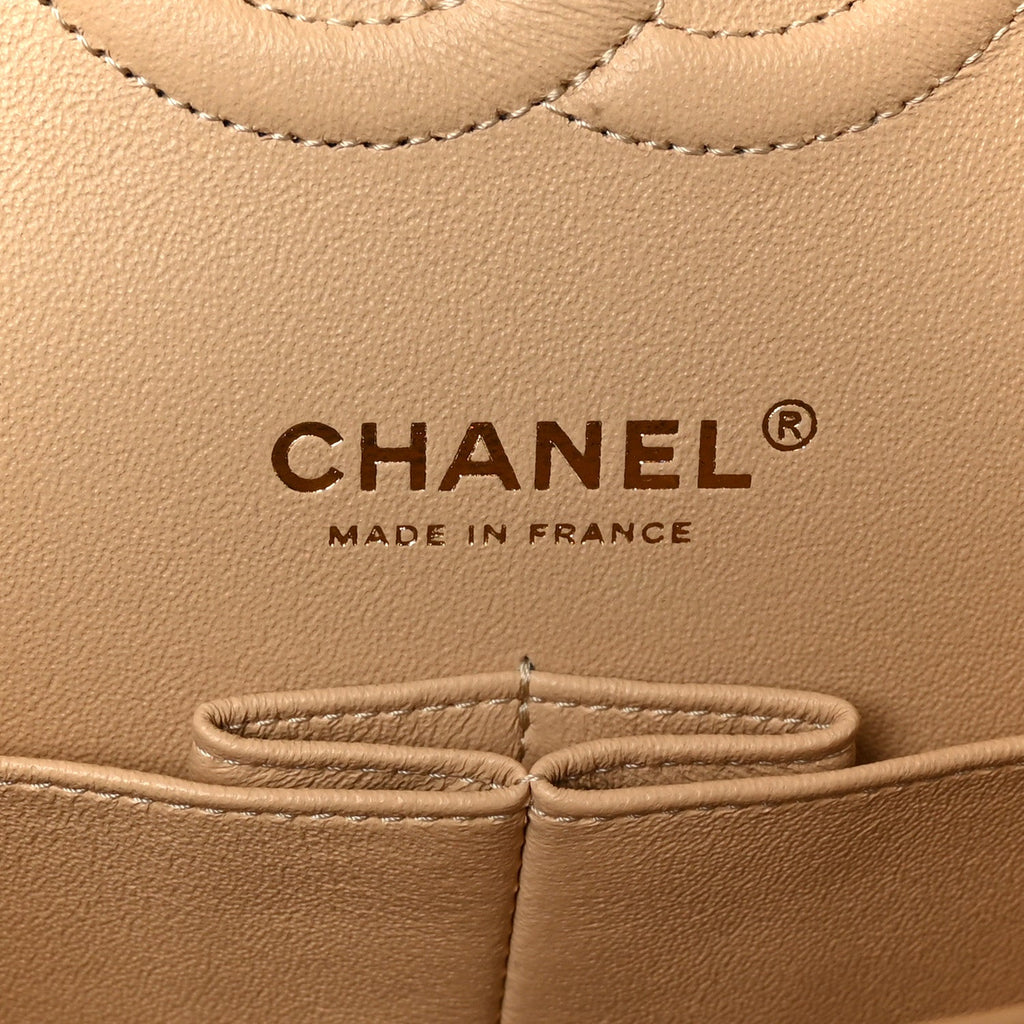 Caviar Quilted Medium Double Flap Beige wholesalehk.shop