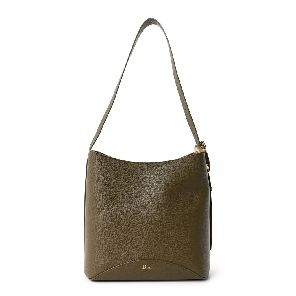 Grained Calfskin Medium Medaillon Bucket Bag Khaki wholesalehk.shop