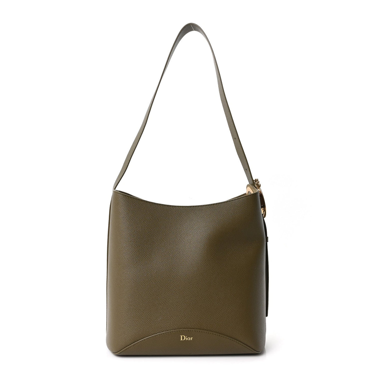 Grained Calfskin Medium Medaillon Bucket Bag Khaki wholesalehk.shop