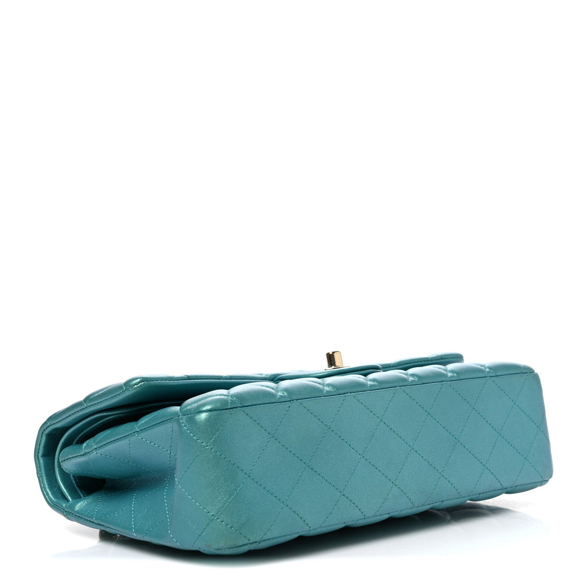 Iridescent Caviar Quilted Medium Double Flap Green wholesalehk.shop