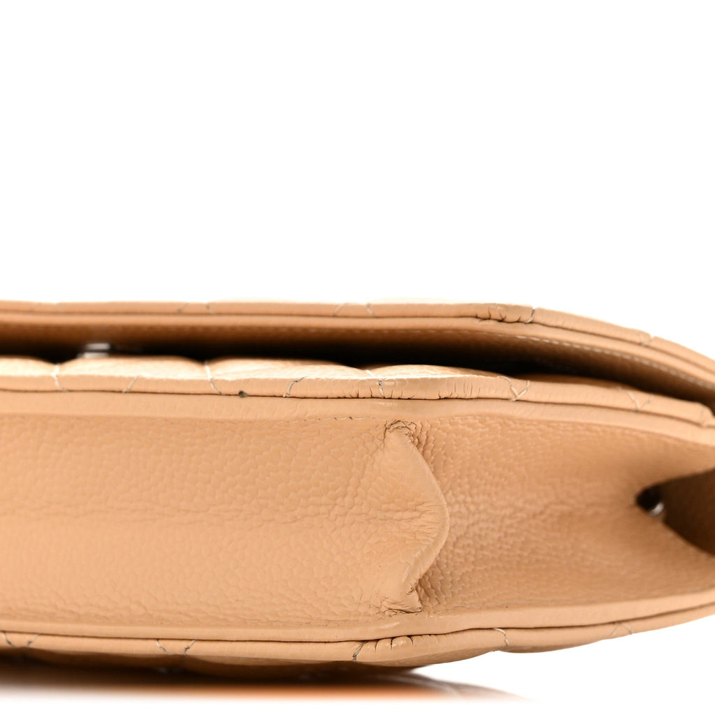 Caviar Quilted Wallet on Chain WOC Beige wholesalehk.shop