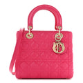 Lambskin Cannage Medium Lady Dior Fuchsia wholesalehk.shop