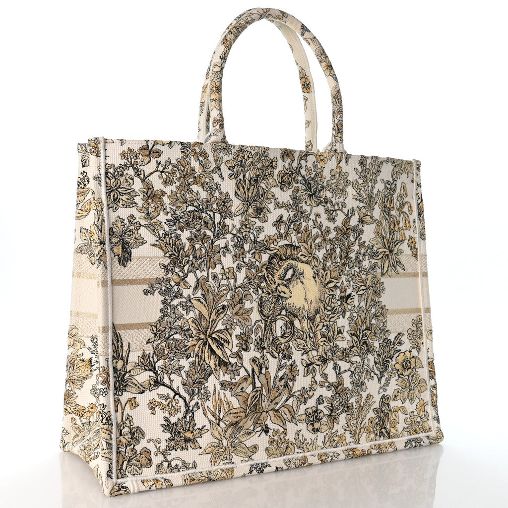 Canvas Embroidered Large Dioriviera Toile De Jouy Book Tote Gold £¨ Direct shipment via from wholesalehk.shop