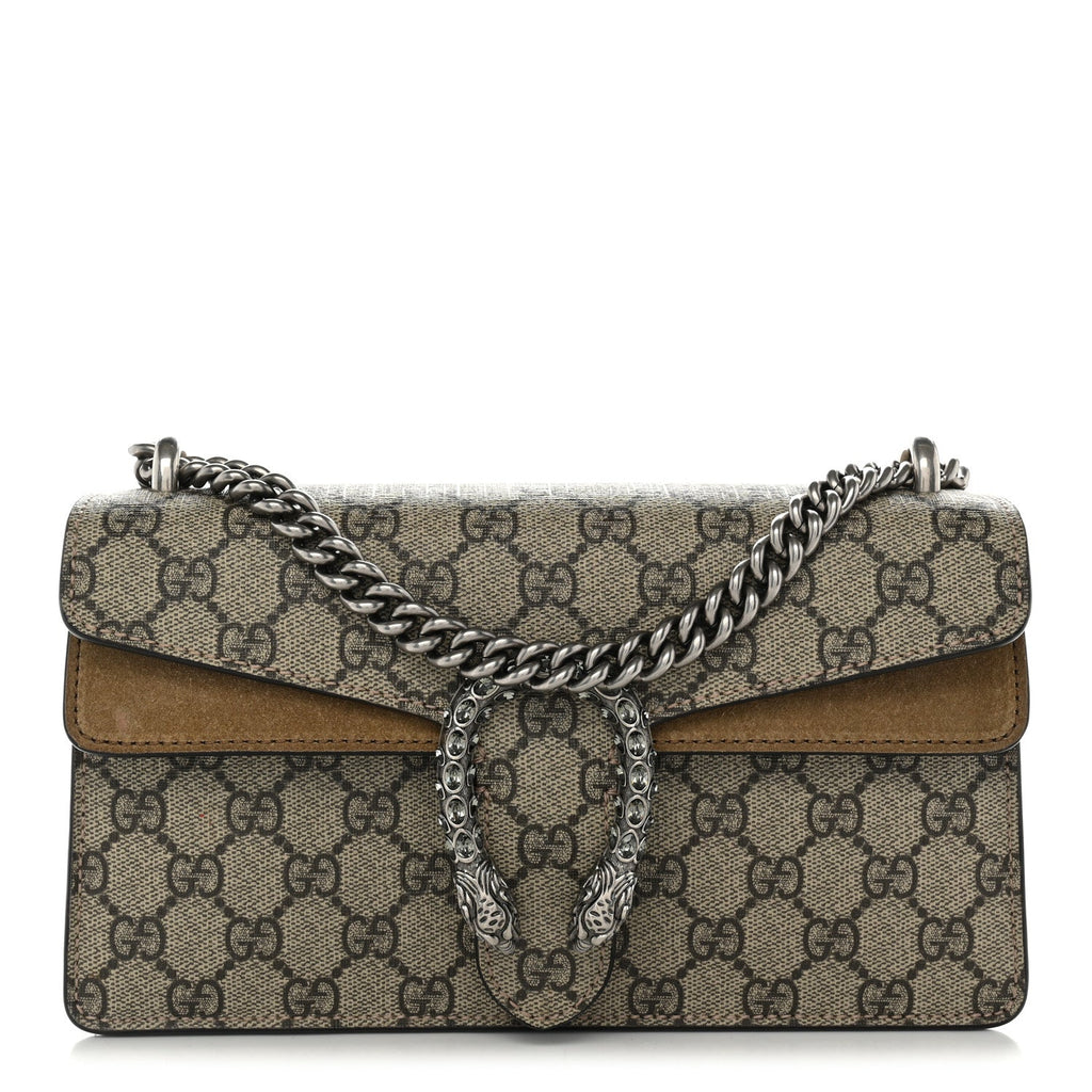 GG Supreme Monogram Suede Crystal Small Dionysus Shoulder Bag Beige Ebony Taupe wholesalehk.shop