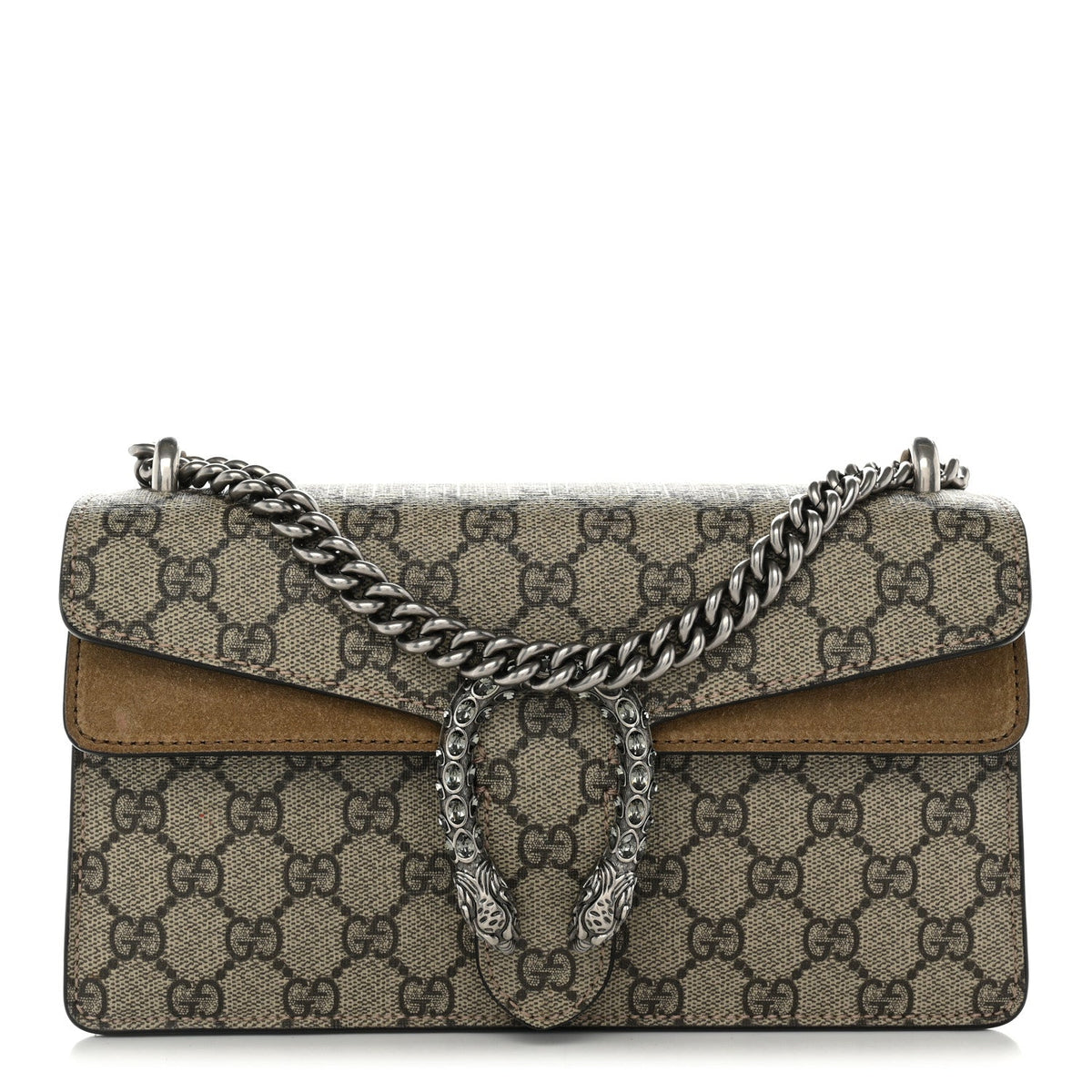 GG Supreme Monogram Suede Crystal Small Dionysus Shoulder Bag Beige Ebony Taupe wholesalehk.shop