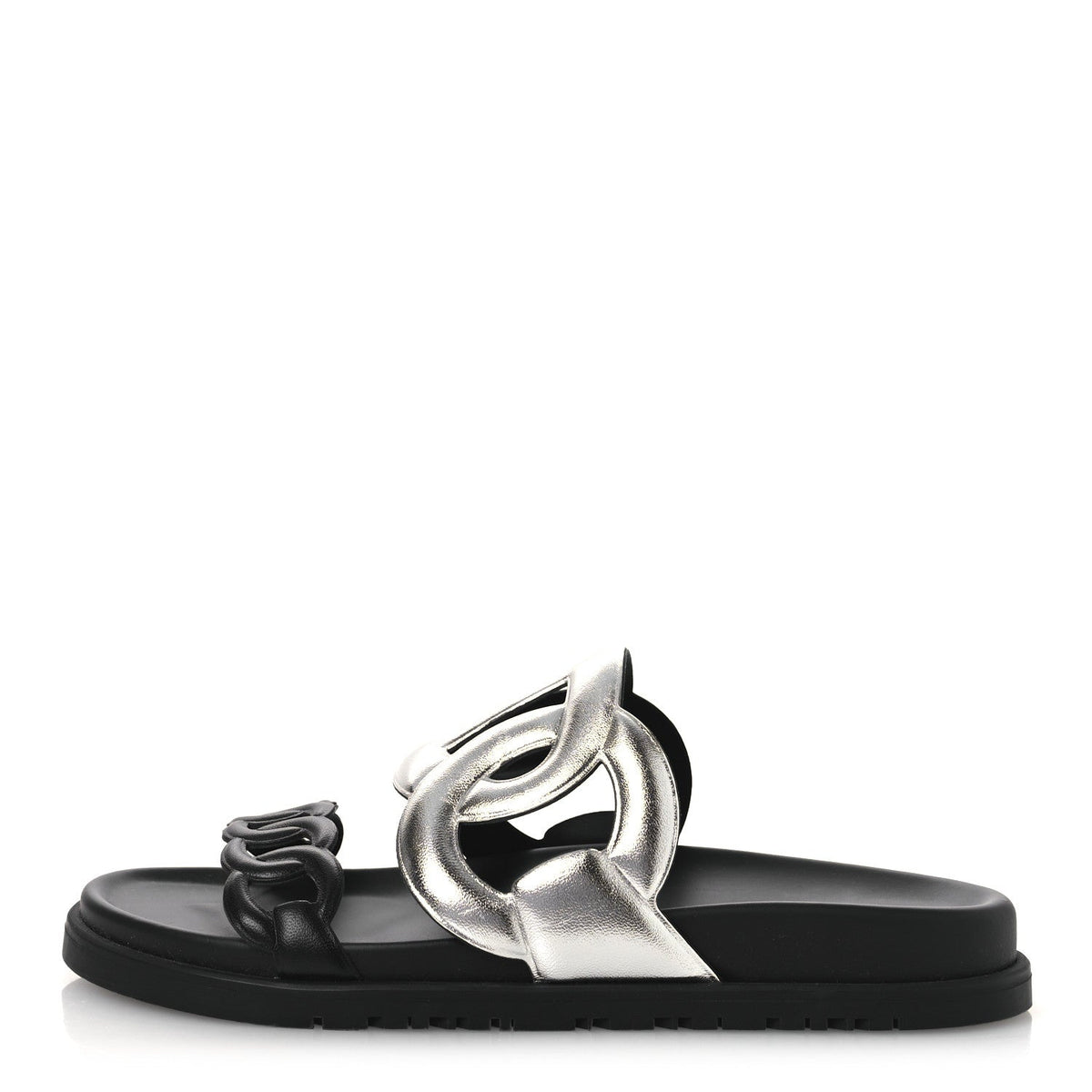 Metallic Nappa Extra Sandals 36 Gris Argente Black wholesalehk.shop