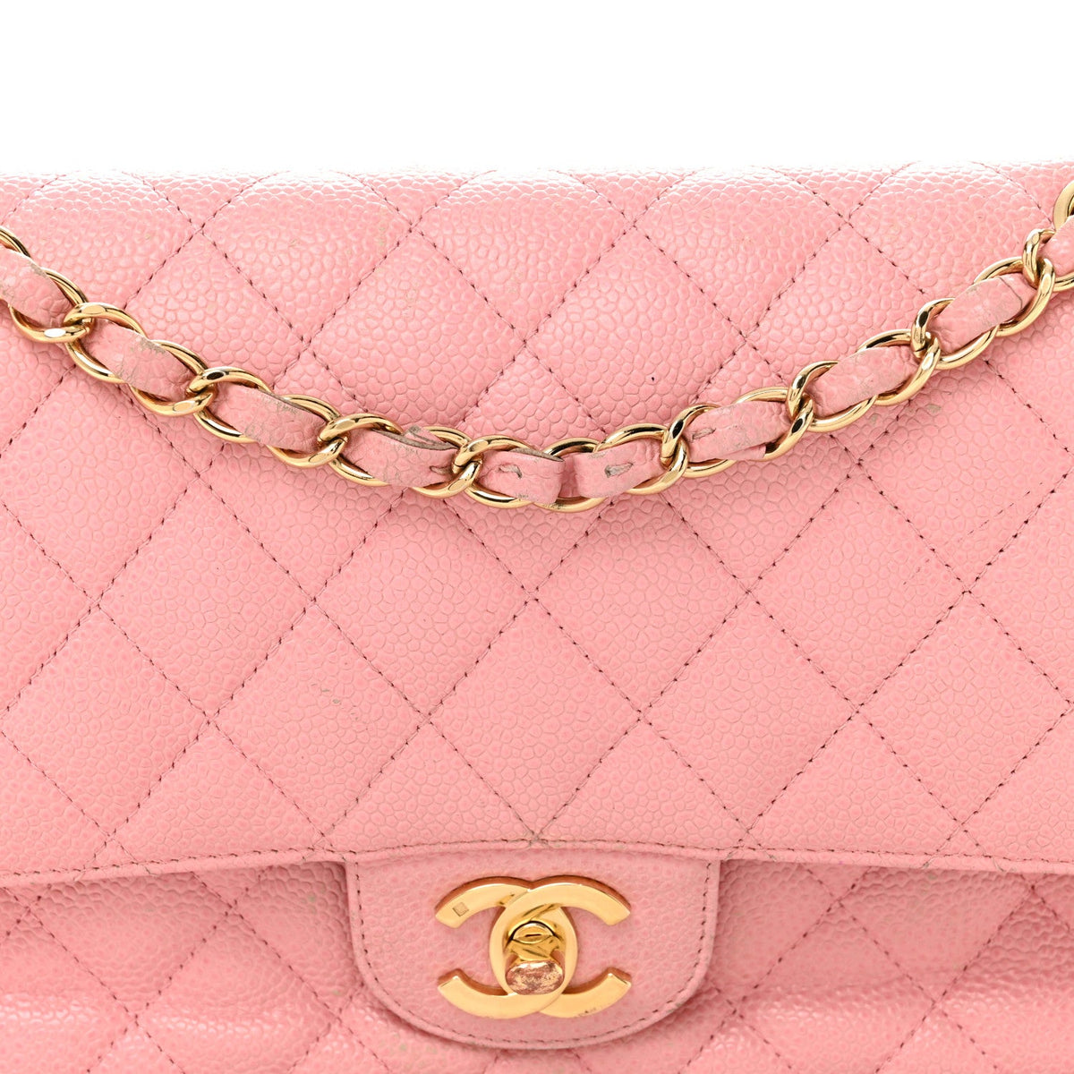 Caviar Quilted Medium Double Flap Light Pink wholesalehk.shop
