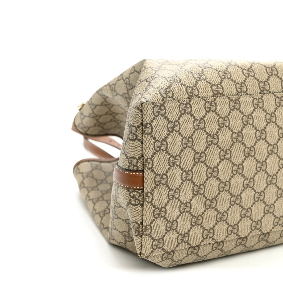 GG Supreme Monogram Emblem Maxi Tote Bag Beige Dark Brown wholesalehk.shop