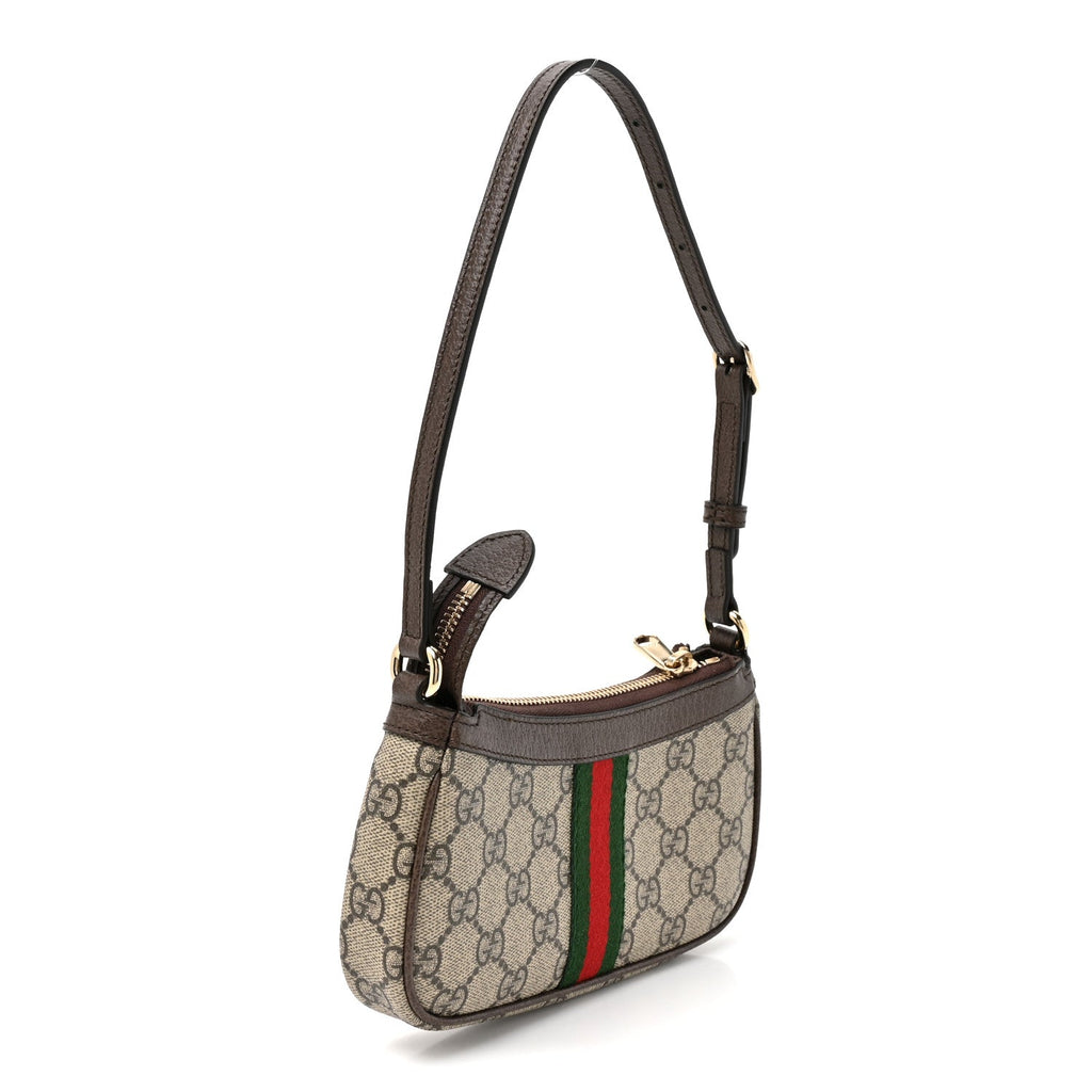 GG Supreme Monogram Textured Dollar Calfskin Web Mini Ophidia Shoulder Bag Beige Ebony New Acero wholesalehk.shop
