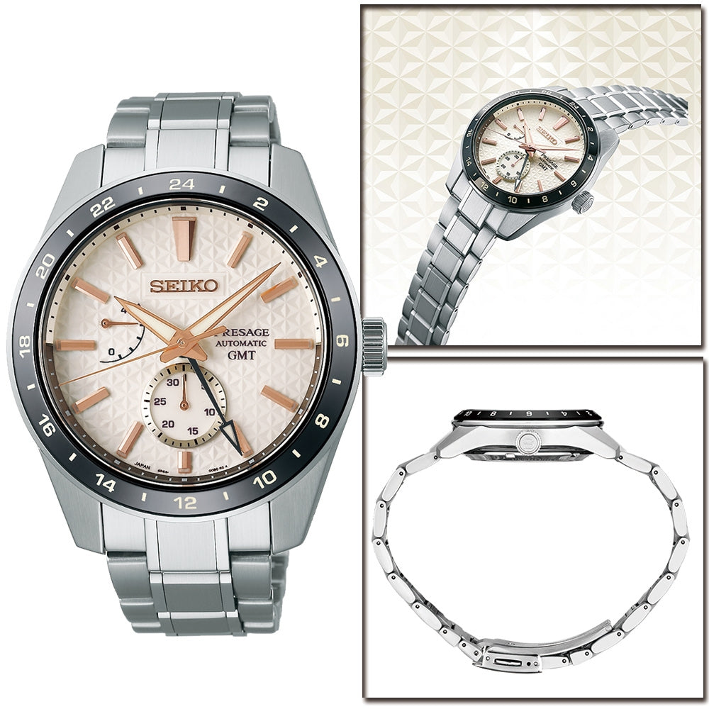 Seiko Presage Sharp Edged Series Automatic GMT Champagne Dial Silver Steel Strap Watch For Men - SPB273J1 wholesalehk.shop