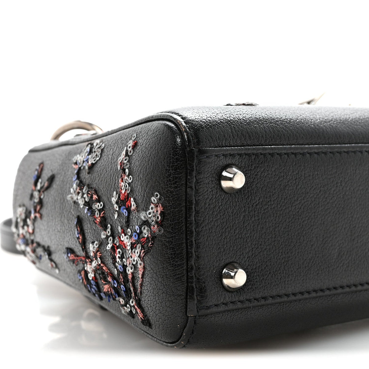 Goatskin Sequin Embroidered Mini Lady Dior Black wholesalehk.shop