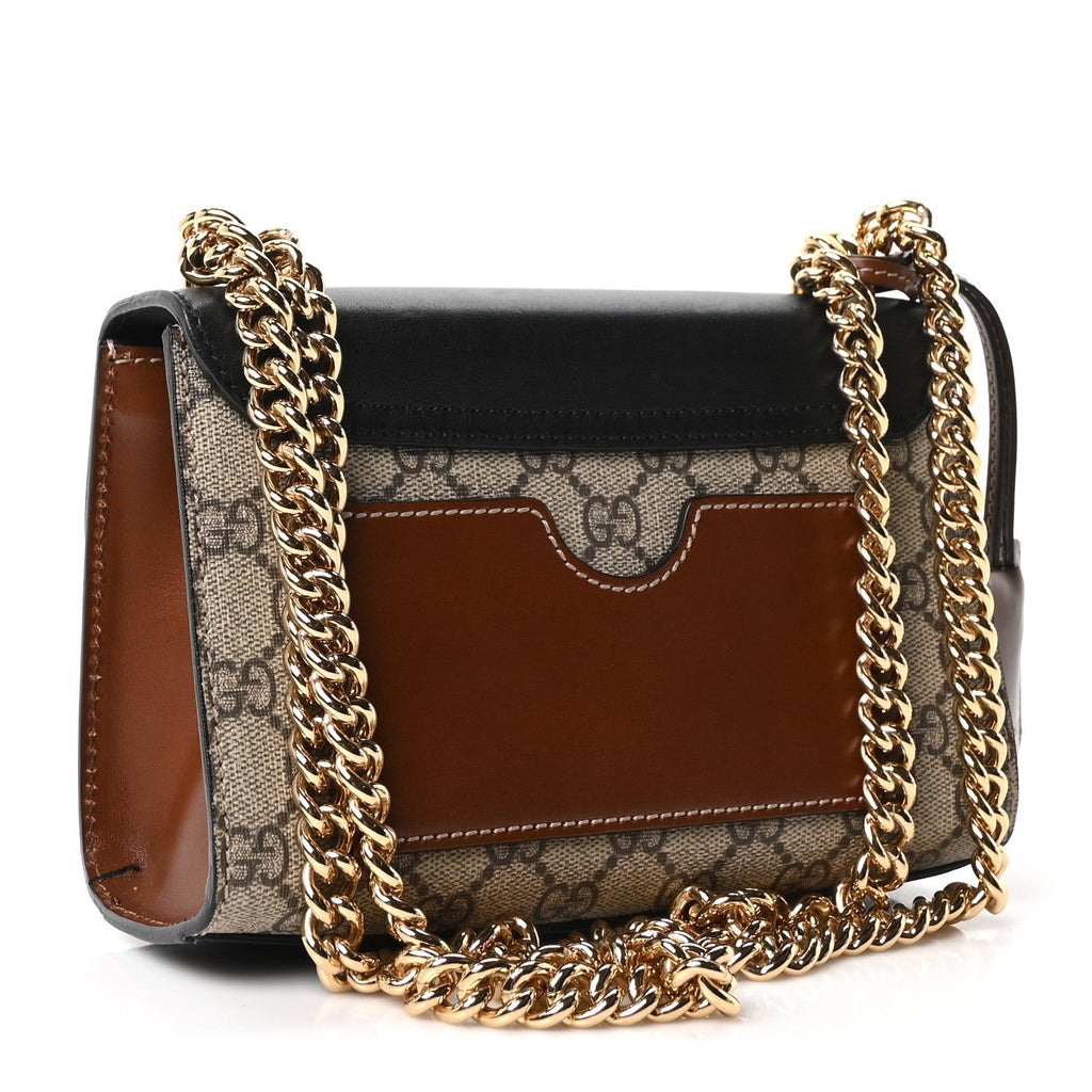 GG Supreme Monogram Calfskin Small Padlock Shoulder Bag Beige Black Cuir £¨ Direct shipment via from wholesalehk.shop