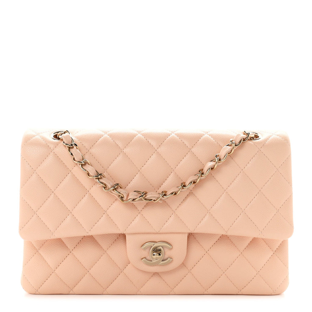 Caviar Quilted Medium Double Flap Light Pink wholesalehk.shop