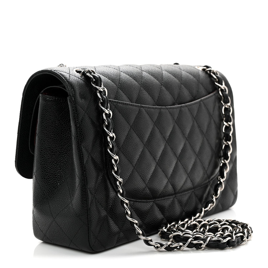 Caviar Quilted Jumbo Double Flap Black wholesalehk.shop