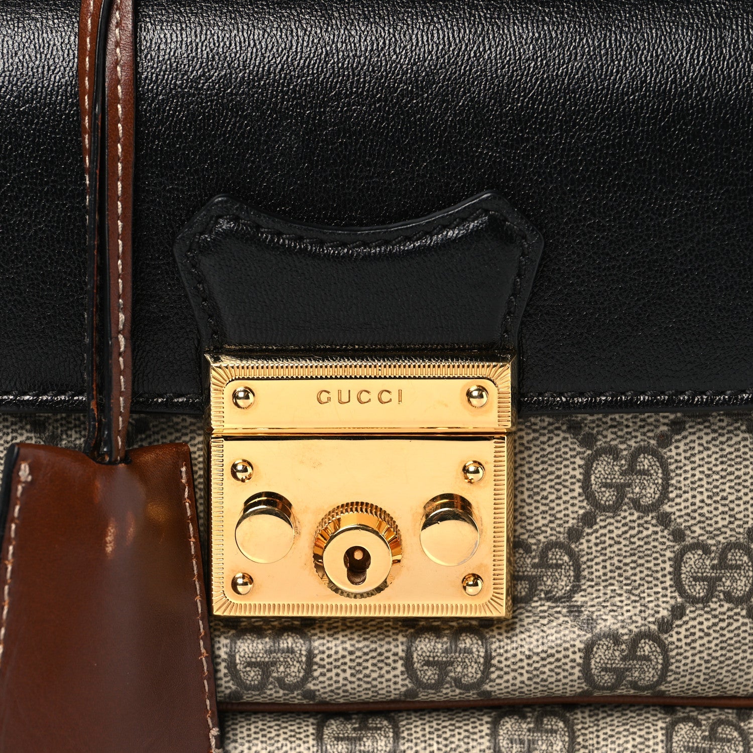 GG Supreme Monogram New Sakai Lux Calfskin Mini Padlock Flap Pocket Shoulder Bag Beige Ebony Black Cuir £¨ Direct shipment via from wholesalehk.shop