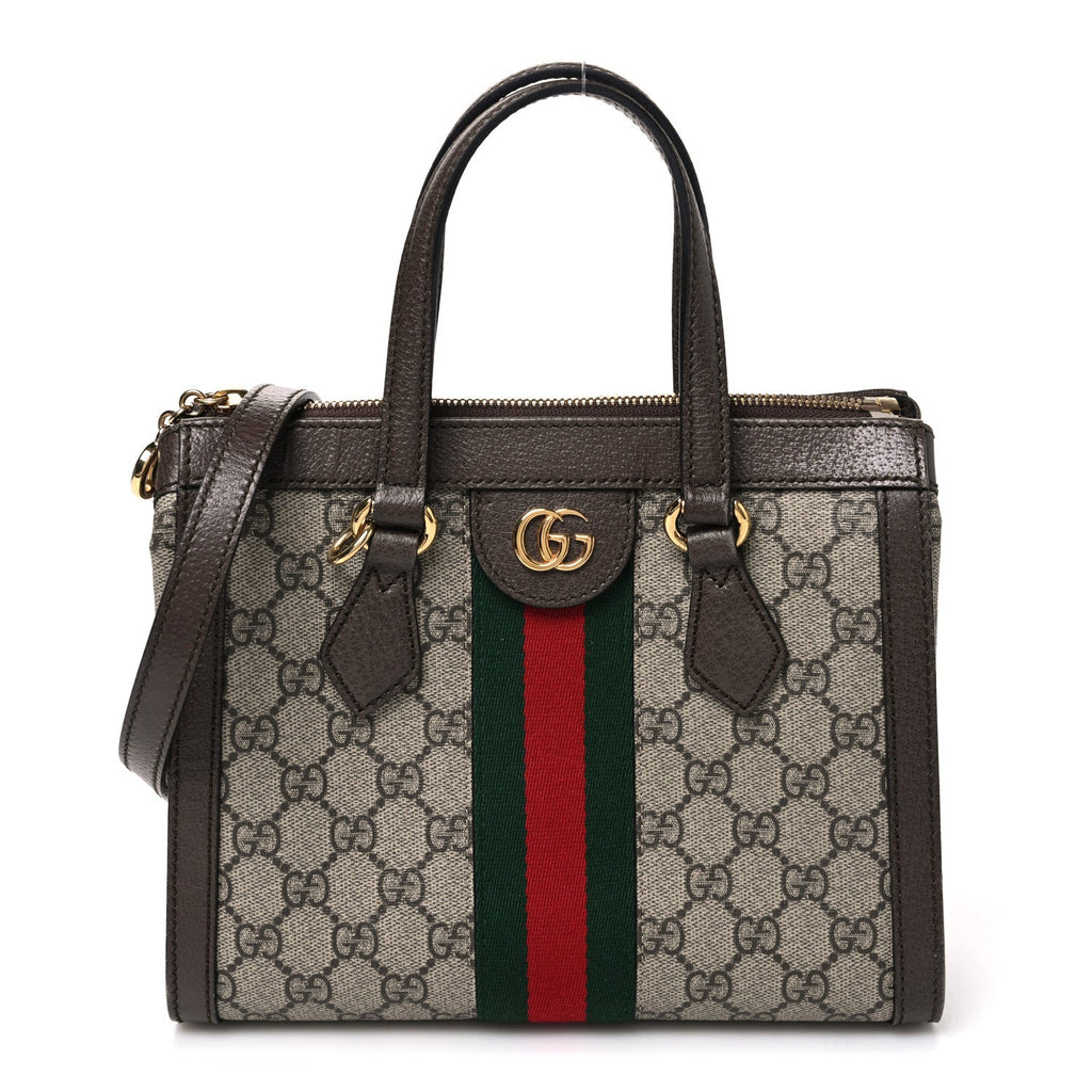 GG Supreme Monogram Small Ophidia Tote Bag Brown wholesalehk.shop