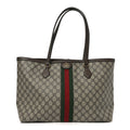 GG Supreme Monogram Medium Ophidia Shopping Tote Brown wholesalehk.shop