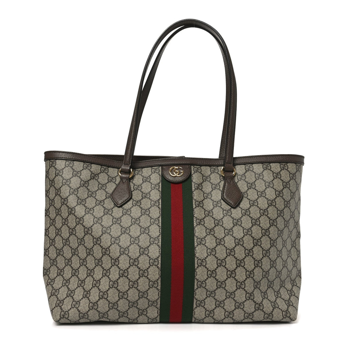 GG Supreme Monogram Medium Ophidia Shopping Tote Brown wholesalehk.shop