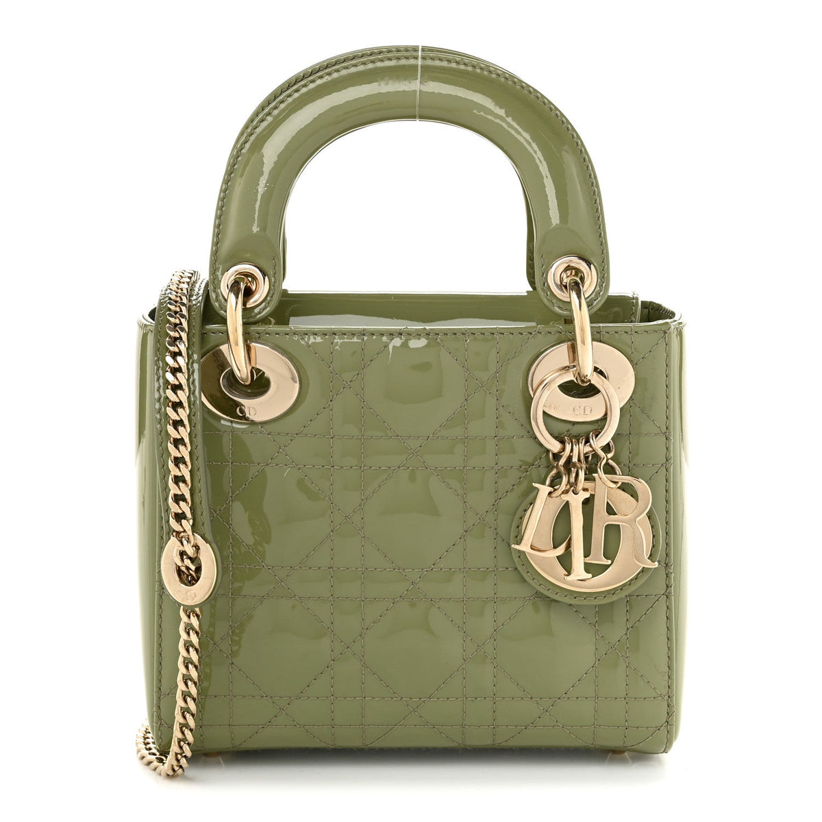 Patent Cannage Mini Lady Dior Dusty Green wholesalehk.shop