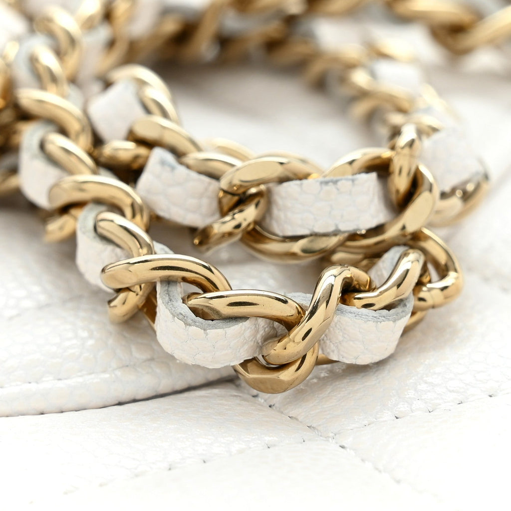 Caviar Quilted CC Turnlock Wallet On Chain WOC White wholesalehk.shop