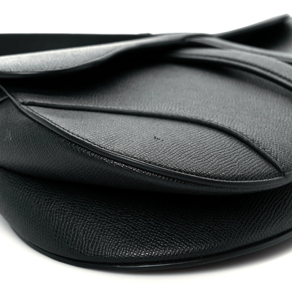 Grained Calfskin Saddle Bag With Strap Black wholesalehk.shop