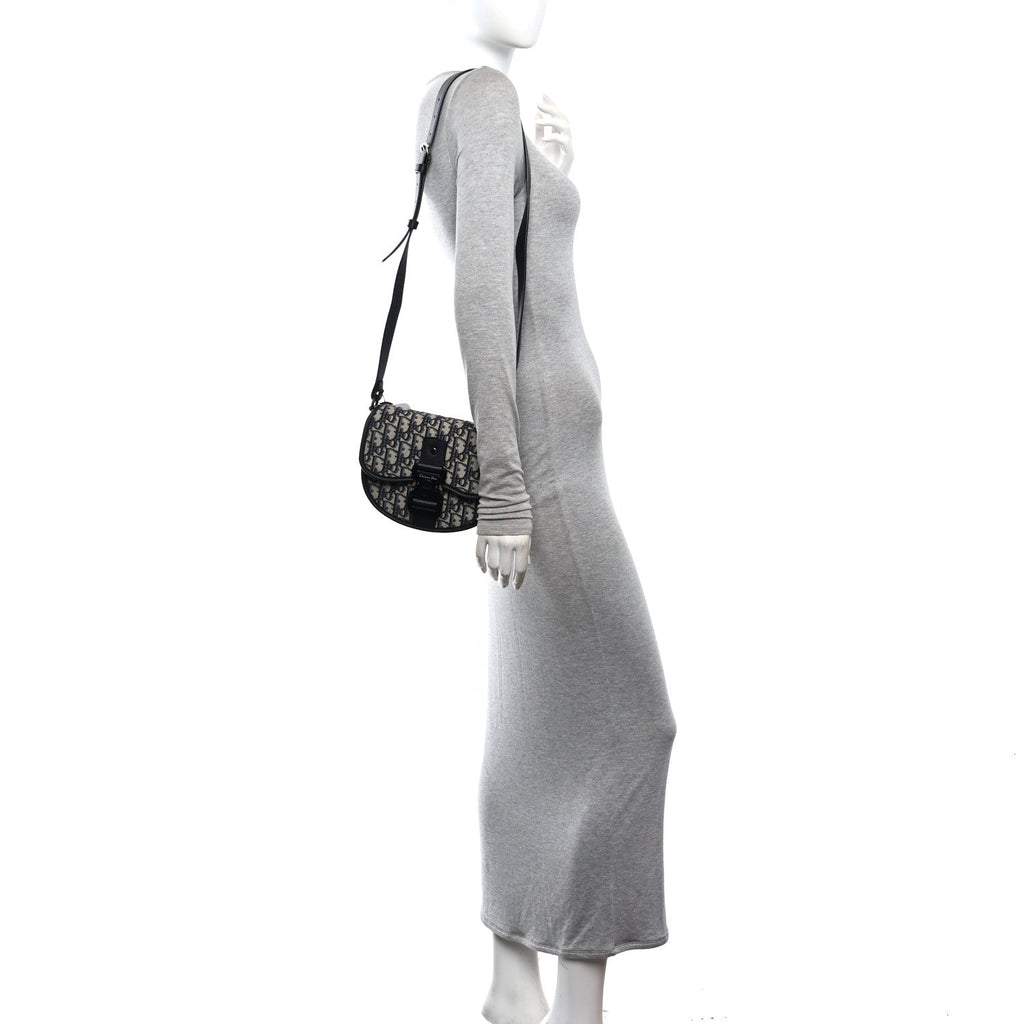 Oblique Grained Calfskin Mini Gallop Bag With Strap Black Beige wholesalehk.shop