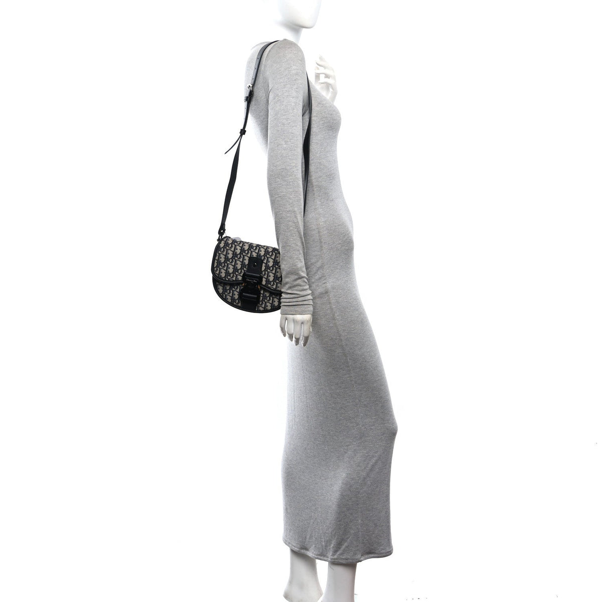 Oblique Grained Calfskin Mini Gallop Bag With Strap Black Beige wholesalehk.shop