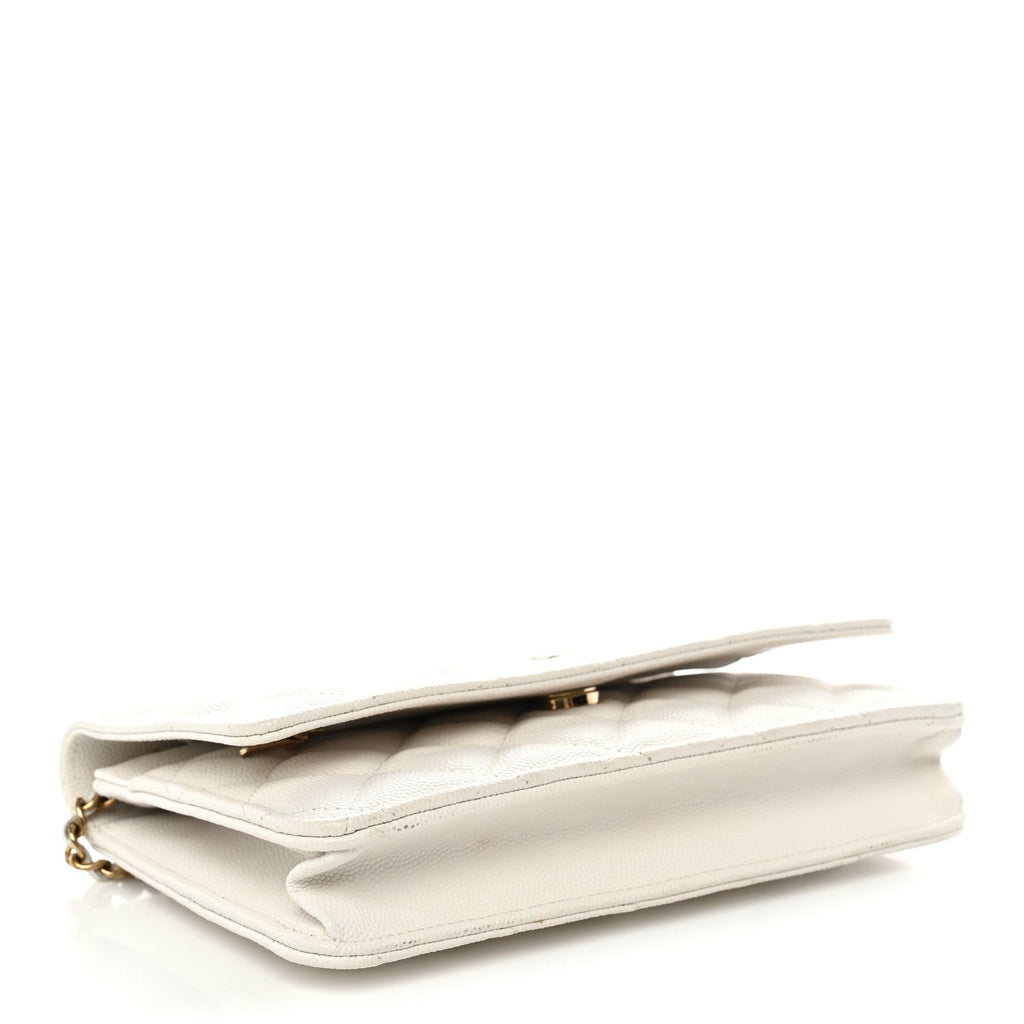 Caviar Quilted Wallet on Chain WOC White wholesalehk.shop