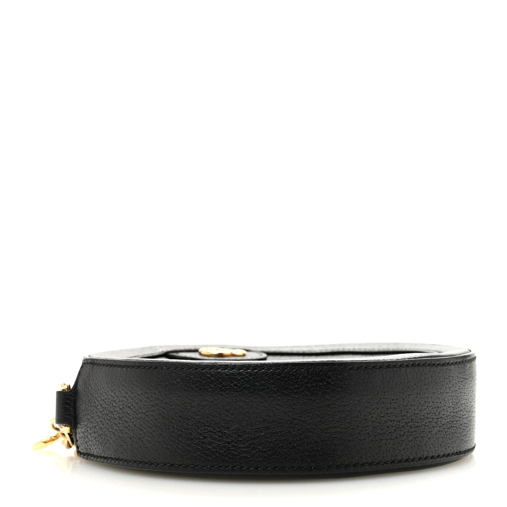 Grained Calfskin Web Mini Ophidia Round Shoulder Bag Black wholesalehk.shop