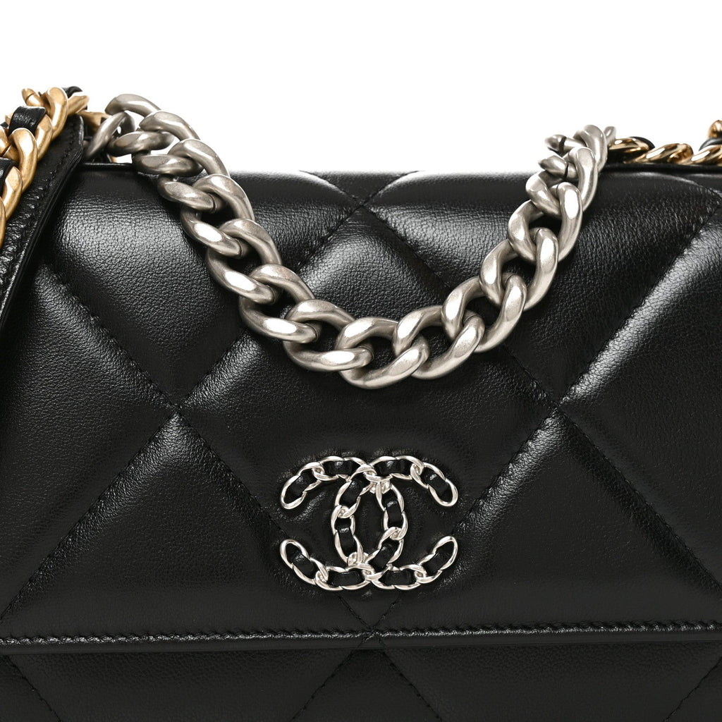 Lambskin Quilted Chanel 19 Wallet On Chain WOC Black wholesalehk.shop