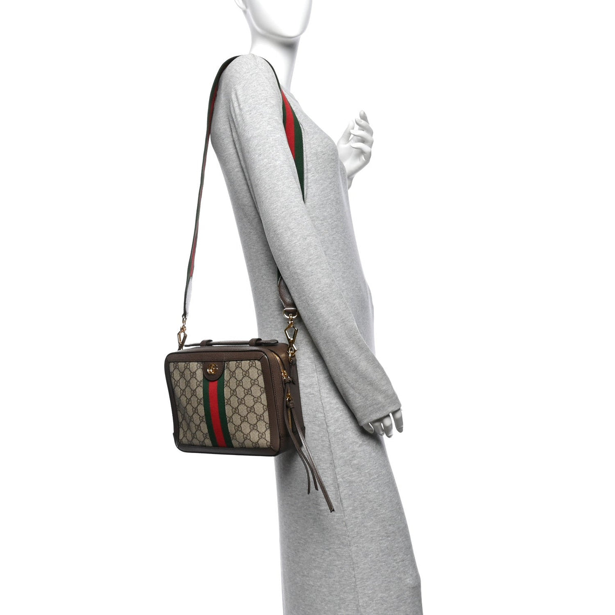GG Supreme Monogram Web Small Ophidia Top Handle Shoulder Bag Brown wholesalehk.shop