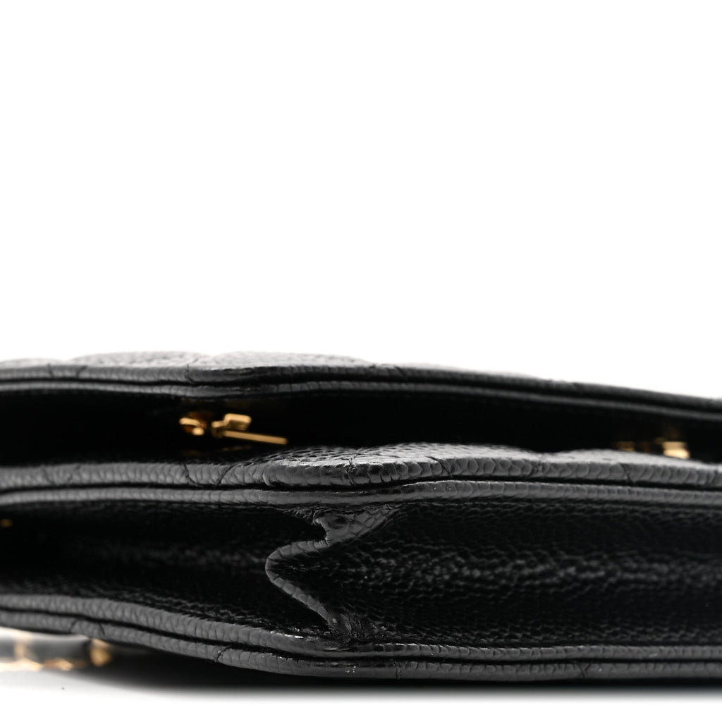 Caviar Quilted Wallet on Chain WOC Black wholesalehk.shop