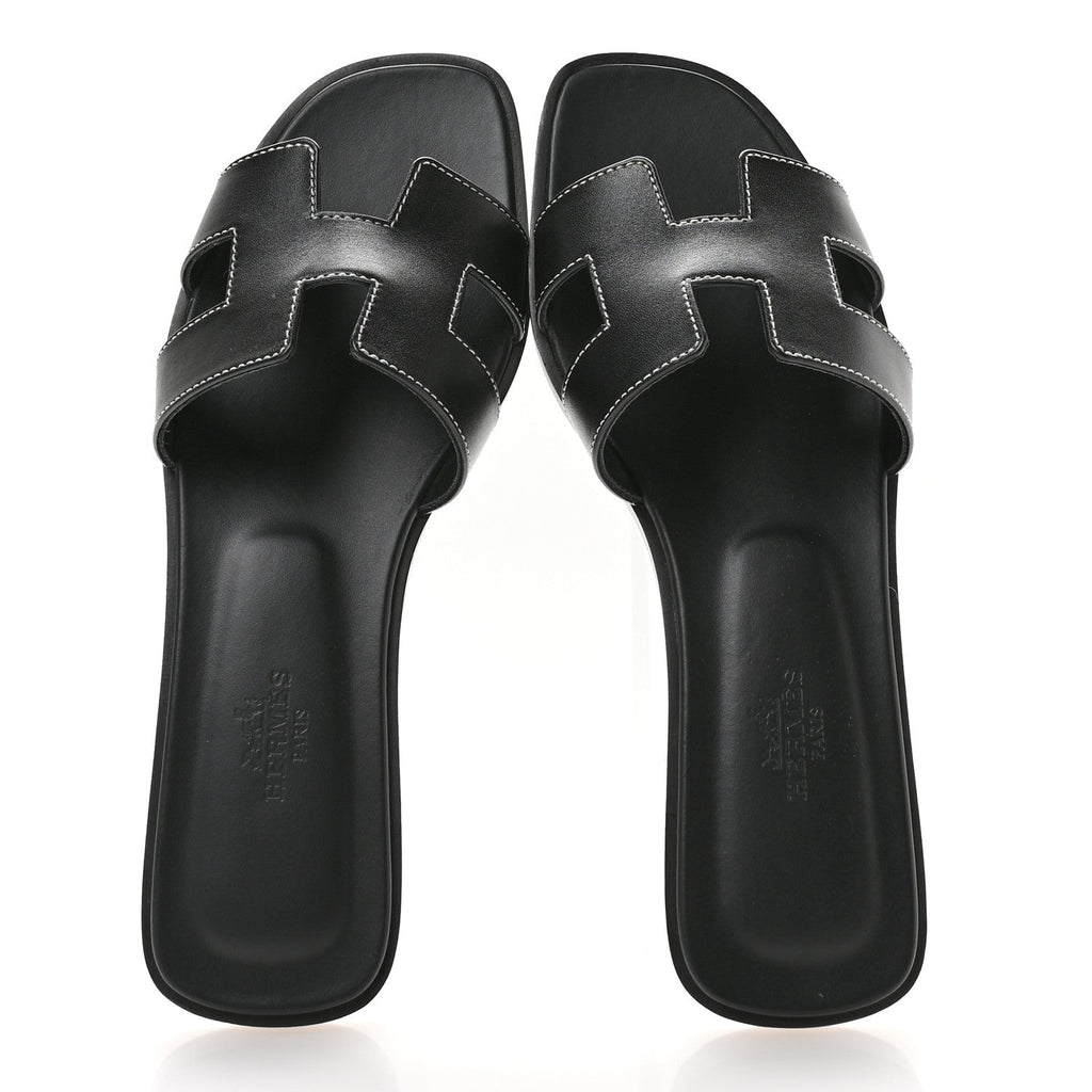 Box Calfskin Oran Sandals 36.5 Black wholesalehk.shop