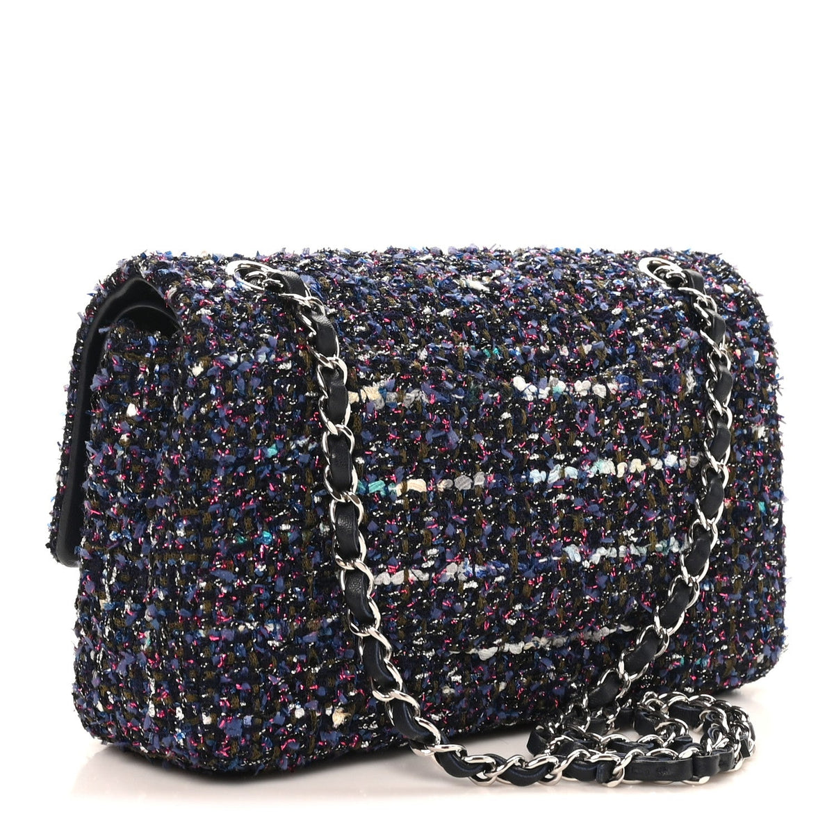 Tweed Quilted Medium Double Flap Blue Purple Khaki Pink wholesalehk.shop