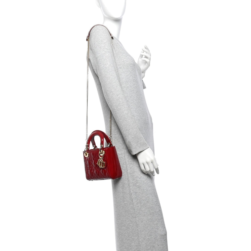 Patent Cannage Mini Lady Dior Red wholesalehk.shop