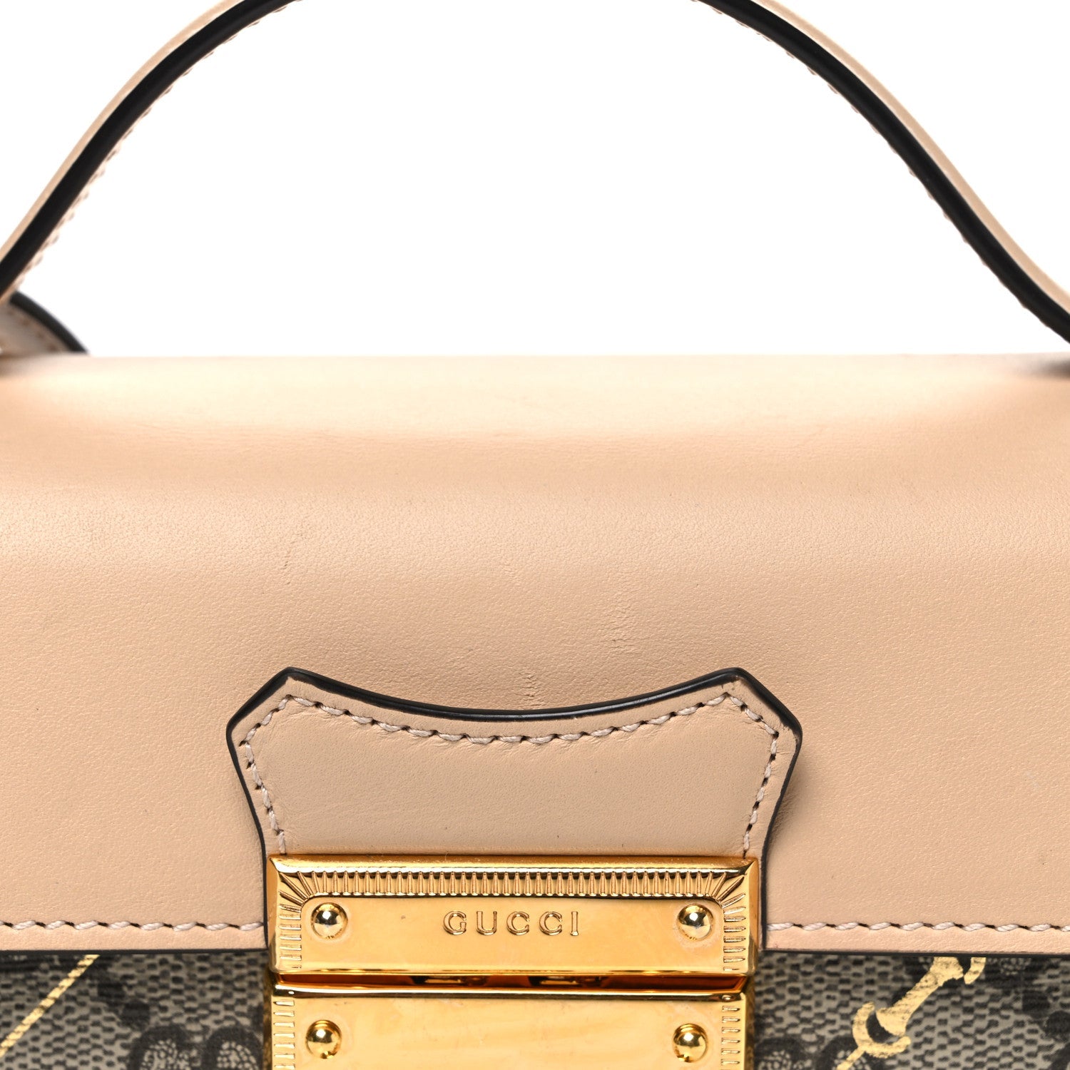 GG Supreme Monogram Calfskin Horsebit Print Mini Padlock Top Handle Shoulder Bag Beige Ebony Light Pink £¨ Direct shipment via from wholesalehk.shop