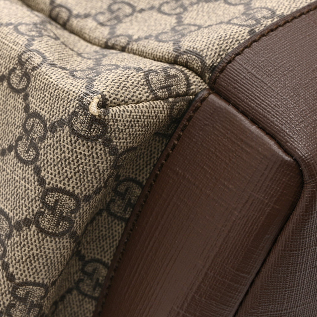GG Supreme Monogram Medium Ophidia Double Buckle Backpack Brown wholesalehk.shop