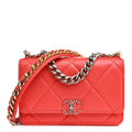 Lambskin Quilted Chanel 19 Wallet On Chain WOC Coral wholesalehk.shop