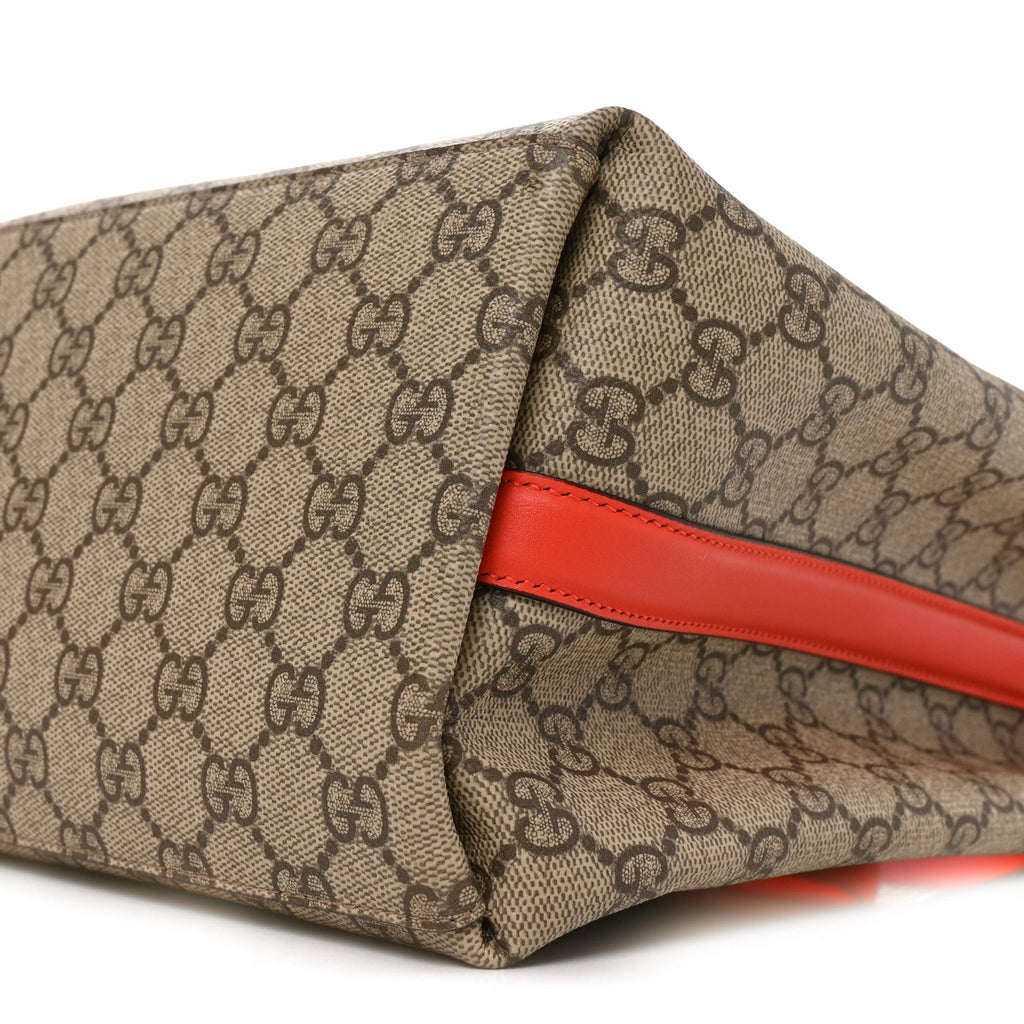 GG Supreme Monogram Medium Emblem Bucket Bag Beige Orange wholesalehk.shop