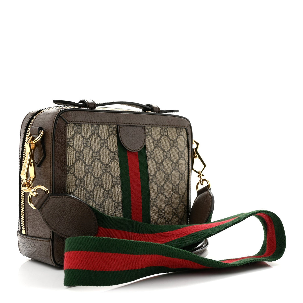 GG Supreme Monogram Web Small Ophidia Top Handle Shoulder Bag Brown wholesalehk.shop