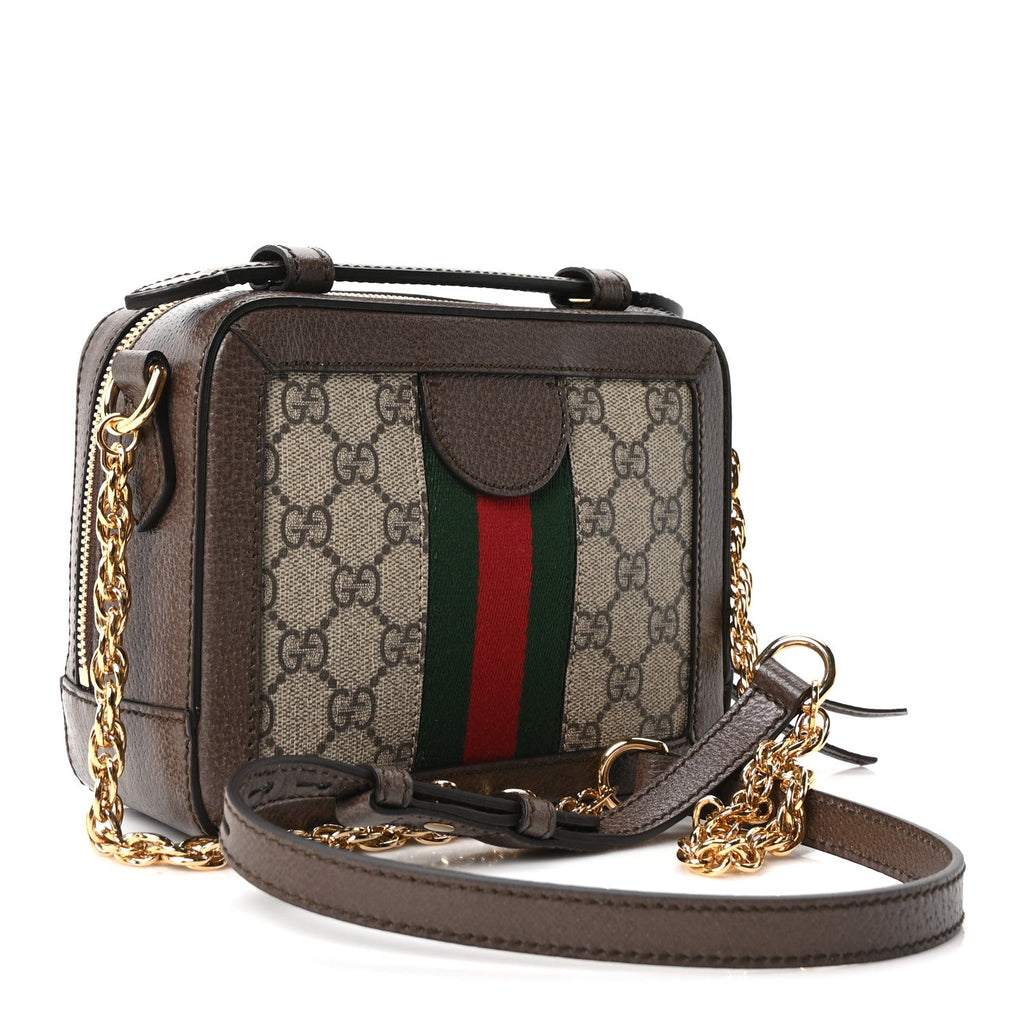 GG Supreme Monogram Mini Ophidia Top Handle Shoulder Bag Brown wholesalehk.shop
