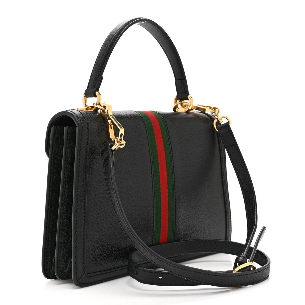 Textured Dollar Calfskin Web Small Ophidia Padlock Top Handle Bag Black £¨ Direct shipment via from wholesalehk.shop